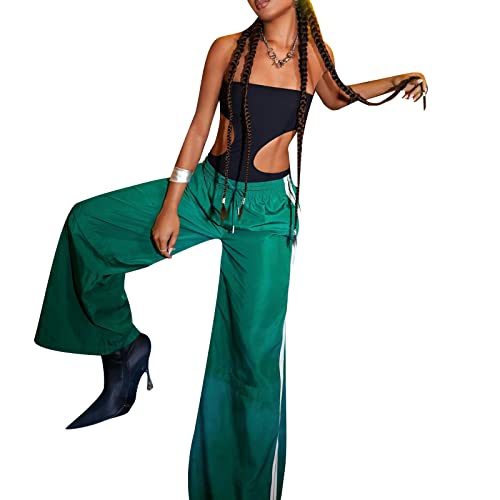 Track Pants Women Baggy Pants Drawstring Waist Striped Wide Leg Cargo Trousers Loose Parachute Y2k Sweatpants2