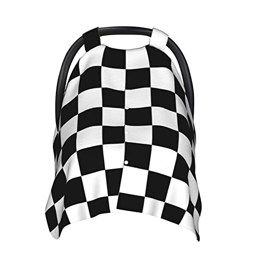 Image of VAZTTY Checkerboard Car Seat Covers for Babies Carseat Canopy Cover Nursing Cover for Boys Girls Baby