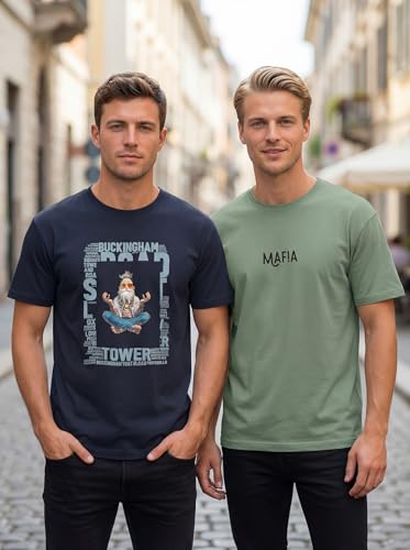 Image of BULLMER Trendy Front and Back Printed Oversized Round Neck T-Shirt for Men - Pack of 2