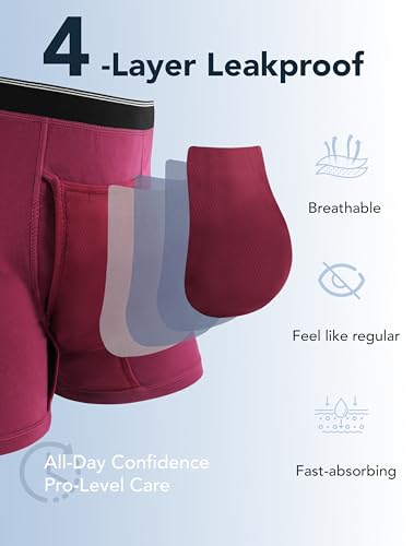 Washable Incontinence Underwear for Men Cotton Boxer Briefs 100ml Absorbency Mens Leakproof Underwear3