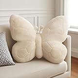 Ueiwffzo Schmetterling Kuschelkissen Kinder Butterfly Kissen, Weich Flauschige Aesthetic Plüschkissen, Kreative Sofakissen Zierkissen Deko Kissen für Mädchen Schlafzimmer Deko (Weiß)