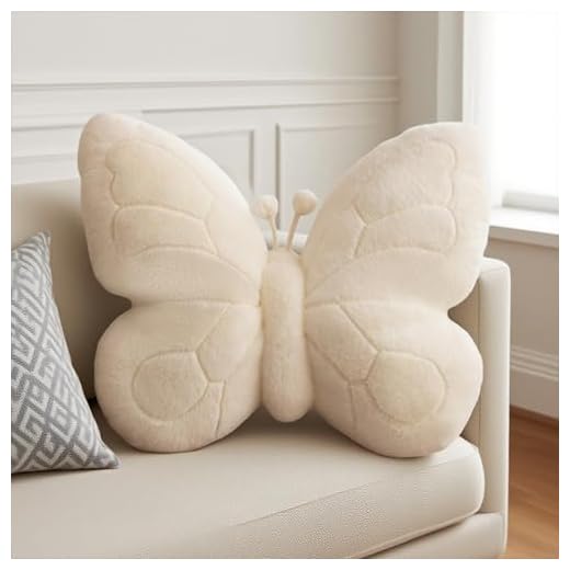 Ueiwffzo Schmetterling Kuschelkissen Kinder Butterfly Kissen, Weich Flauschige Aesthetic Plüschkissen, Kreative Sofakissen Zierkissen Deko Kissen für Mädchen Schlafzimmer Deko (Weiß)