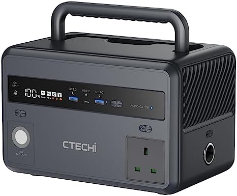 CTECHi Portable Power Station 300W with LiFePO4 Battery, 299Wh Solar Powered Generator, Battery Power Supply for Home Emergency Use, Outdoor, CPAP, Camping, Weekend Trip and Fishing