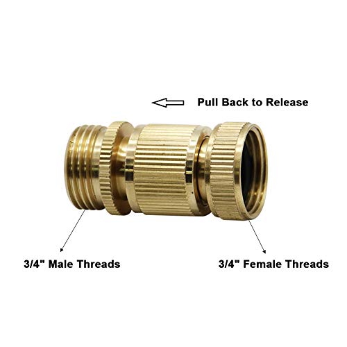 Twinkle Star Garden Hose Quick Connect Water Hose Fitting, 3/4 Inches Brass Male And Female Set (3 Sets Of Male & Female Connector) #TOP1