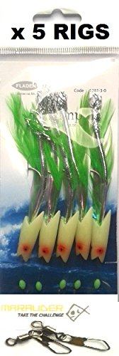 5 Packs Of Lumi Shrimp Hokki Sea Fishing Feather Lures (with snaps) (7/0)