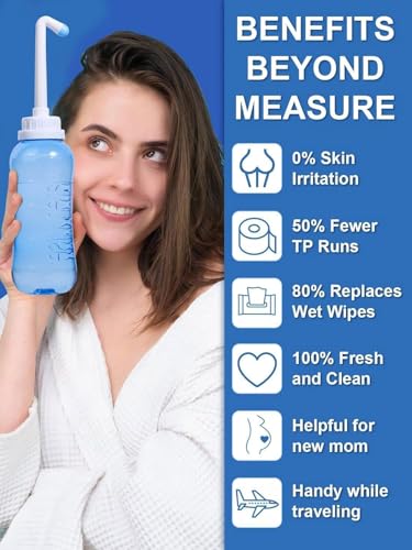 Image of Peri Bottle for Travel Bidet - Care,Portable Travel Squeeze Bottle Bidet for Women Personal Hygiene Cleaning,2 Tubes for Baby Mom and 16.9OZ(Blue)
