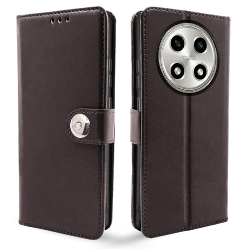 Image of Pikkme Oppo A2 Pro 5G Flip Cover Leather Finish | Inside TPU with Card Pockets | Wallet Stand and Shock Proof | Complete Protection Button Flip Case (Coffee)