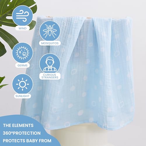 Image of Softan Muslin Swaddle Blankets for Baby Girl & Boy, 47X47In Receiving Blankets for Newborn, Swaddle Blanket Set Soft Silky & Breathable,Blue Rainbow and Five-Pointed Star, 4 Pack