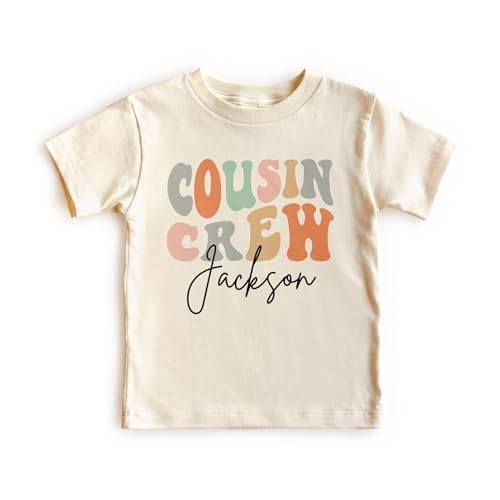 Personalized Cousin Crew Shirts For Kids - Custom Name Retro Cousin Crew Toddler Shirt - Family Reunion Vacation - Summer Camping Trip - Groovy Matching Cousins Group Shirts