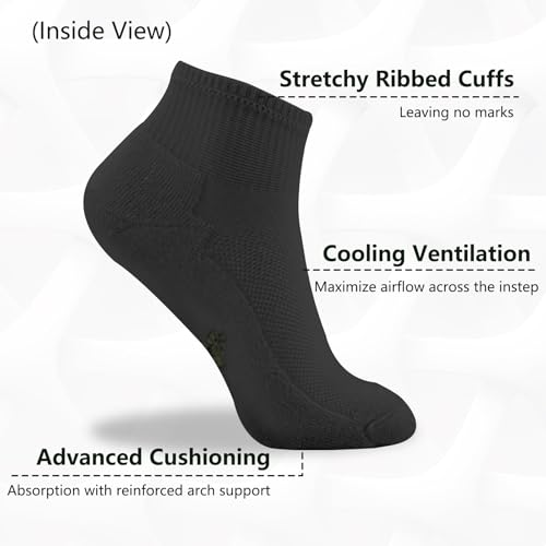 +MD 6 Pairs Ankle Socks for Women and Men, Bamboo Viscose Smell Control Cushioned Sole Casual Low Cut Socks4