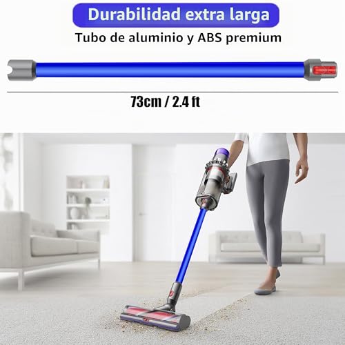 Miniatura 6 de Arcets Tubo Extensión Compatible Con Dyson V7 V8 V10 V11 V15 Barra Telescópica De Aluminio, Longitud 72 Cm, Conector De Liberación Rápida Azul