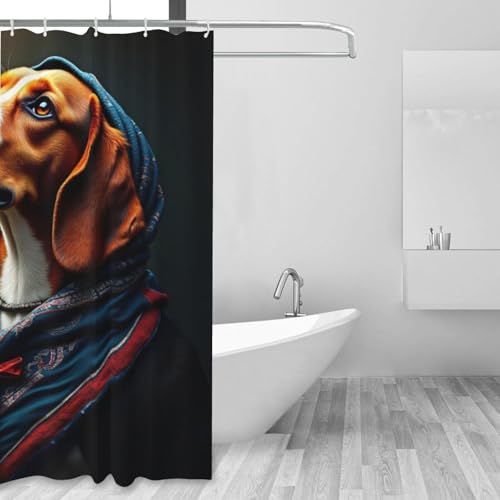 Rideau de douche beagle imprimé n°63 en tissu lavable pour une salle de bain familiale - 6