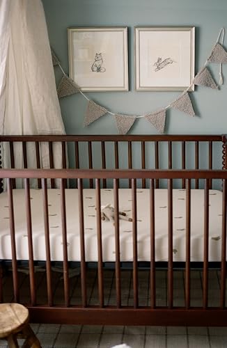 Image of Oilo Crib Sheet, Breathable, Fitted, Organic Cotton Jersey, 300-Thread, Machine Wash, Fits Standard Crib (28 inch x 52 inch x 9 inch), Toddler Bedding, Heirloom Organic Collection, Bear