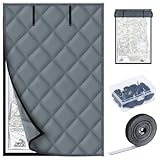 Mqiielle Window Insulation Kit for Winter, 3 Layer 26' X 39' Winter Insulated Window Cover with Fastener, Thermal Window Cover for Winter to Keep Warm, Gray
