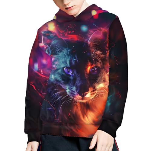 Image of GLUDEAR Teen Boys Girls Novelty Animal Galaxy Hoodies Sweatshirts Pullover