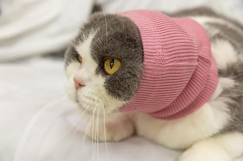 Image of Soothing Cat Head Cover,Cat Ear Wrap Hematoma Compression Cats-Anxiety & Stress Relief - Ear Wrap for Cats Pink S