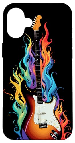 メタルコンサートやフェスティバル用のエレキギター スマホケース iPhone 16 Plus 用