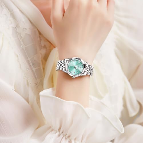 Image of OLEVS Watches Women with Date Silver Stainless Steel Luxury Ladies Watches with Small Writs Diamond Watches for Women Waterproof Elegant Dress Quartz Analog Women's Wrist Watches Reloj de Mujer