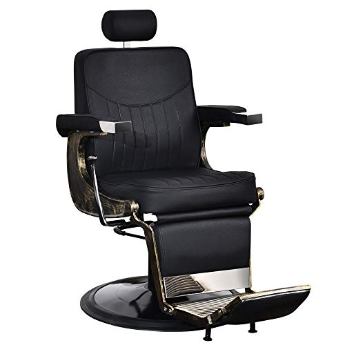 BarberPub Vintage Barber Chair Heavy Duty Metal Frame All Purpose Hydraulic Recline Beauty Salon Spa Equipment 2905