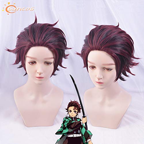 Amazon.co.jp: Faded lover かつら コスプレ 耐熱 ウィッグ 髪の毛 炭治郎のウィッグ