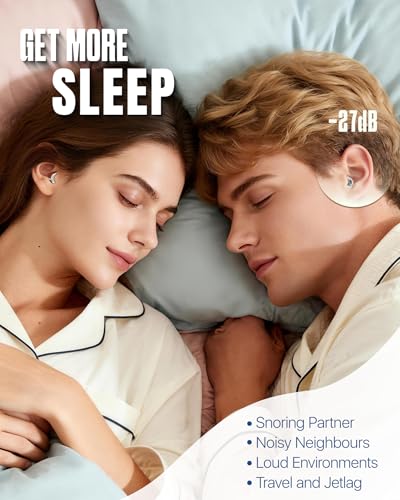 Image of Ear Plugs for Sleeping, Comfy Reusable Earplugs for Sleep, Snoring, Deep Focus, Travel, Noise Sensitivity, Tinnitus Relief, Flexible Silicone Hearing Protection, 27dB Noise Reduction,BKGD