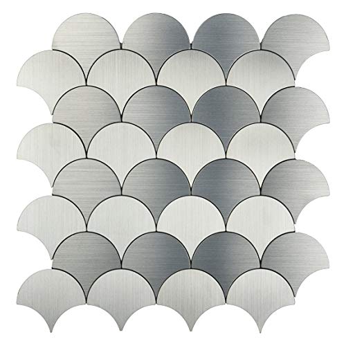 Greatest Product Art3d Peel and Stick On Metal Steel Backsplashes, 10-Piece Brush Silver Umbrella