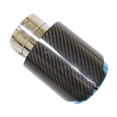 Silencieux buse embout pot d'échappement voiture en carbone bleu brillant 60mm 114mm - 4