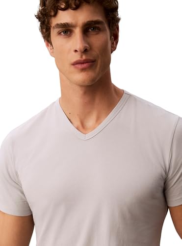 Calvin Klein Mens S/S V Neck 3Pk Lv00Nb4186 S/S T-Shirt, Black W/White EMB/Goji Berry W/RI, XXL – Ansicht 3