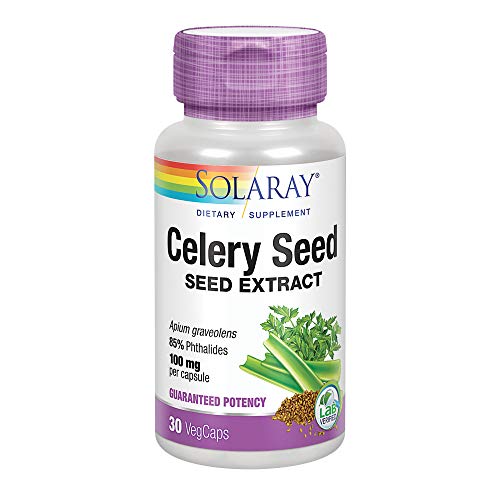 Solaray Celery Seed Extract 100 mg | 85% Phthalides | Overall Joint Health Support | Non-GMO, Vegan | 30 VegCaps