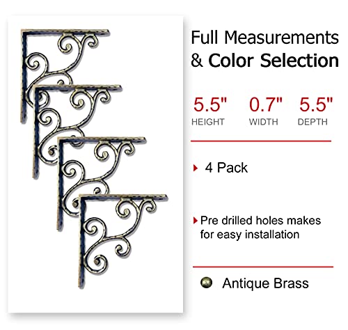 Nach JS-90-071BR Victorian Hammered Bronze Cast Iron Shelf Brackets 6 Inch thumb #1