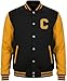 Decrum Fleece Letterman Jacket Men - Fashion Mens Baseball Jackets [40020085-EN] | C Yellow sleeve XL