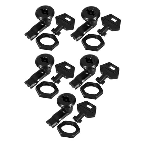 DOITOOL 5 juegos Cerradura de Lengüeta Giratoria para Gabinete Eléctrico de Unidades Negras Seguridad Robusta y Duradera para Puertas de Distribución y Armarios Eléctricos Protección para