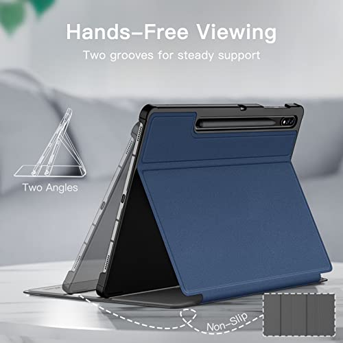 Image of JETech Folio Case for Samsung Galaxy Tab S8 Plus /S7 FE /S7 Plus 12.4 inch, Navy | For 2022 /2021 /2020 Model, Multi-Angle Stand Cover, S Pen Holder, Slim Protective Cover, Auto Wake /Sleep