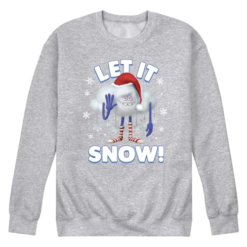 HYBRID APPAREL Trolls Movie - Christmas - Let It Snow - Cloud Guy - Men's Crew Neck Fleece Pullover