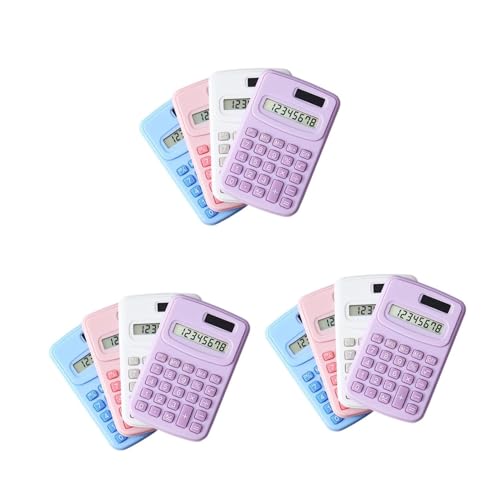 Calculadora electrónica de bolsillo con botones de ABS resistente pack de 12 piezas moradas