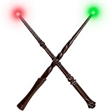 CharmRegion Light Up Wizard Wand with Sounds & 4 Lightings - 2-Pack Illuminating Magic Witch Toy Wands for Kids Cosplay Party Favors, Set B (Hive & Spiral)