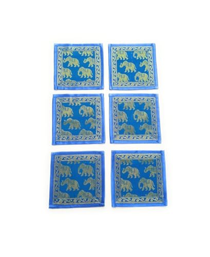 Image of Diwali Room Decor Silk Table Runner Placemats Tea Coaster Set for Living Room 4 to 6 Seater Dinning Table Table Mat Set Centre Table Top Decor Pack of 13 Pcs (Turquoise)