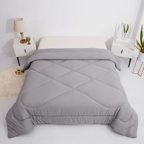 BESCH Relleno de Edredón Color Gris Claro para Invierno Nórdico de Microfibra 400gr/m² 150x220cm para Cama de 90 - Edredónes Suave, Cálido, Gruesa