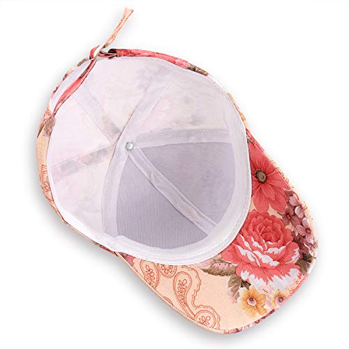 Bsjell Floral Baseball Cap For Women Adjustable Dad Hats Summer Casual Wide Brim Sun Protection Visor Hat (Beige Floral) #TOP4