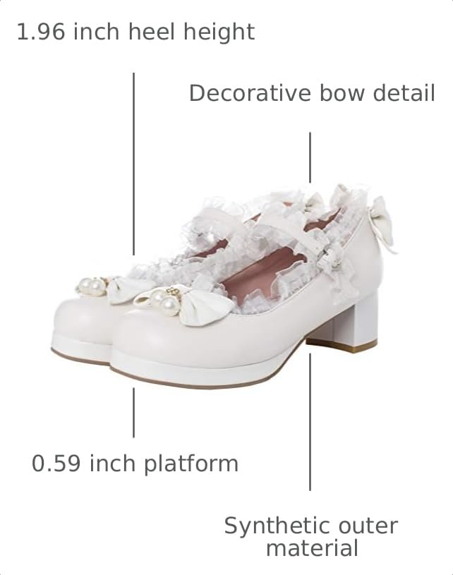 Image of LUXMAX Women Kawaii Mid Block Heel Mary Jane Rockabilly Pumps with Bow Platform Chunky Heel Cute Sweet Shoes