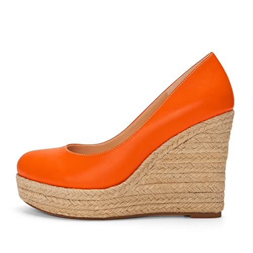 Aachcol Women Platform Wedge Chunky Block High Heel Pumps Slip-on Round Close Toe Dress Shoes Party Matte 4 Inch2