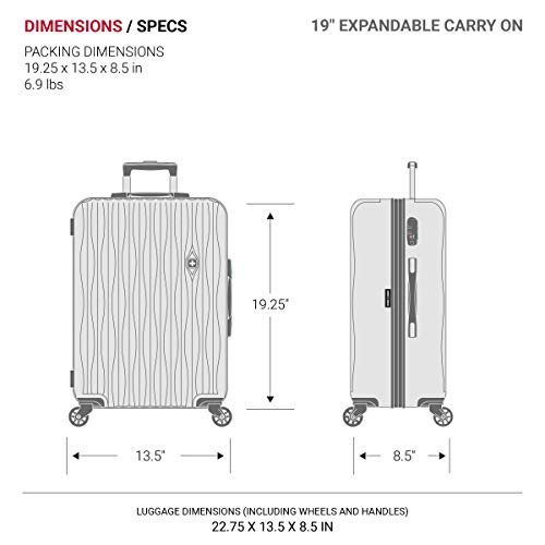SwissGear 7272 Energie Expandable Hardside Luggage with Spinner Wheels and TSA Lock, Black, Carry-On 19-Inch - image 9