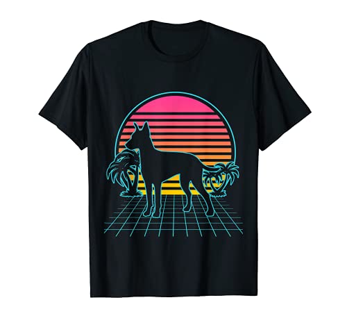 Manchester Terrier Dog Vintage 80s Vaporwave Aesthetic T-Shirt, Black