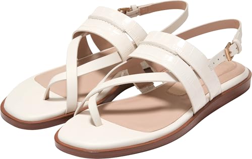 Cole Haan Cole Haan Women's Go-To Estella Flat Thong, Powder Croc Print Leather, 8-B US