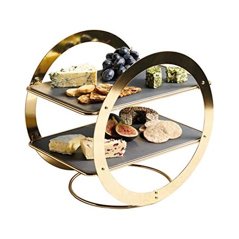 Artesà Wheel Frame Food Display Stand, Brass Finish, 31.5x22.5x30cm, Gift Boxed Cover