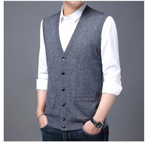2024 Autumn Men's Knitted Sweater Vest Fashion Button Cardigan Vest Warm Casual Vest3