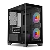 Gabinete Gamer TGT Gladiator | Rainbow | Mid-Tower | Lateral de Vidro | Com 2 Fans | Preto | TGT-GLD-BK