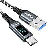 USB C Kabel 2M, QC 3.0 & USB C Ladekabel USB 3.2 Gen 2 [10Gbps] Datenübertragung Schnellladekabel USBC with LED Display Kompatibel für Samsung Galaxy S25 S24, 17 16 15 Air Pro Max