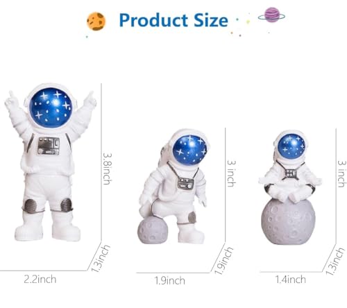 Image of VRB DecTM 3pcs Astronaut Miniature Showpiece Set for Home Decor, car Dashboard,Valentine,Living Room,Gifts Figurines,Cake Decoration Items-Resin (3 Pcs Small Blue Star Astronaut showpiece)
