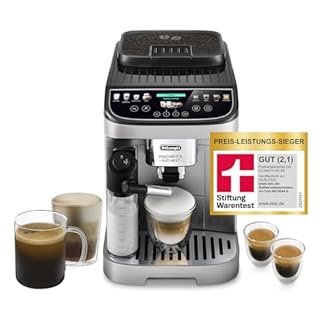 De’Longhi Magnifica Evo Next - Perfetto Kaffeevollautomat mit LatteCrema-Milchaufschäumer, 13 One-Touch-Getränke, Coffee- und Cappuccino Kaffeemaschine, farbiges Touch-Display, Silber (ECAM312.80.SB)